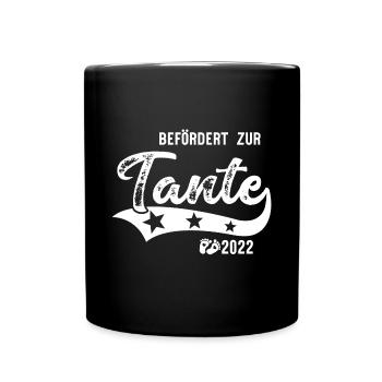 Befördert zur Tante 2022 Babyfüße - Tasse einfarbig - Schwarz - Vorne