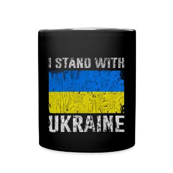 Support Ukraine I Stand With Ukraine Ukrainian - Tasse einfarbig - Schwarz - Vorne