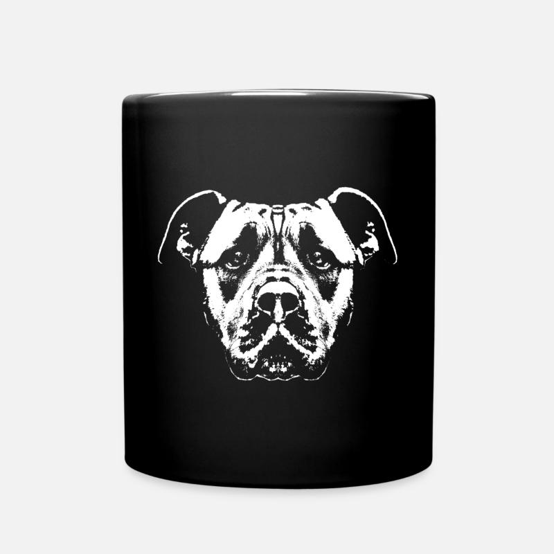 Dog / Head / White / Faithful - Full Colour Mug - black