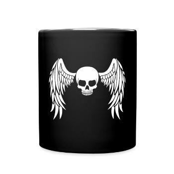 White winged skull - Full Colour Mug - black - Front