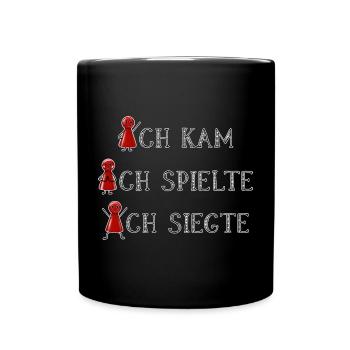 Rot gewinnt immer Brettspieler Glücksshirt - Tasse einfarbig - Schwarz - Vorne