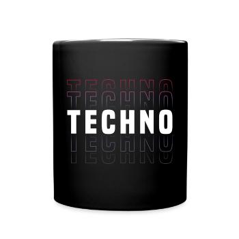 Futuristisches Techno-Design mit Neonfarben - Tasse einfarbig - Schwarz - Vorne