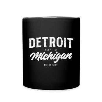 Detroit Motor City Vintage Script - Tasse einfarbig - Schwarz - Vorne