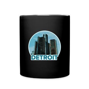 Detroit City Skyline Badge - Full Colour Mug - black - Front