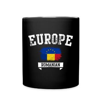 Europa Rumänien Flagge Pinsel-Emblem - Tasse einfarbig - Schwarz - Vorne