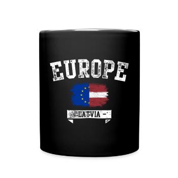 Europe Latvia Brush Flag - Full Colour Mug - black - Front