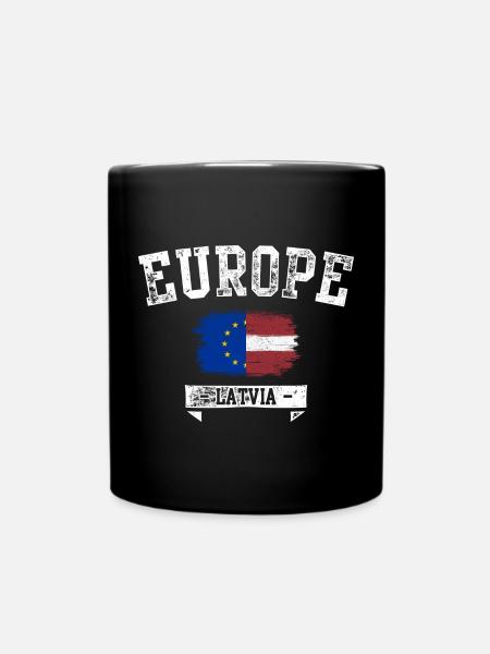 Europa Lettische Pinselflagge - Tasse einfarbig - Schwarz