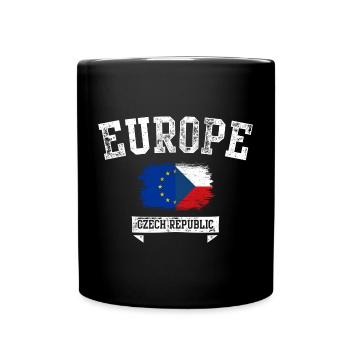 Europe Czech Flag Brush Art - Full Colour Mug - black - Front