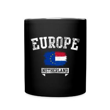 Europe Pays-Bas Drapeau Grunge - Mug uni - noir - Devant