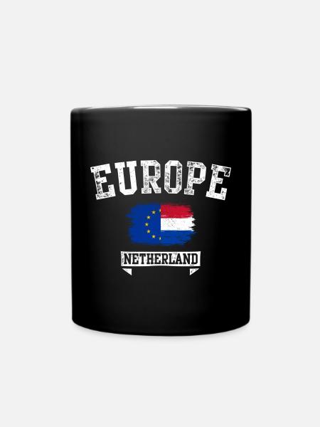 Europe Netherlands Grunge Flag - Full Colour Mug - black