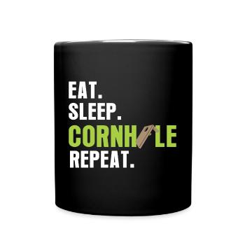 Eat Sleep CornholeRepeat nochmal - Tasse einfarbig - Schwarz - Vorne