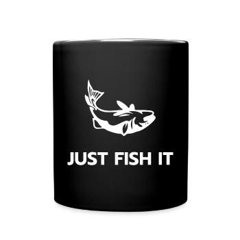 Einfach angeln - Tasse einfarbig - Schwarz - Vorne