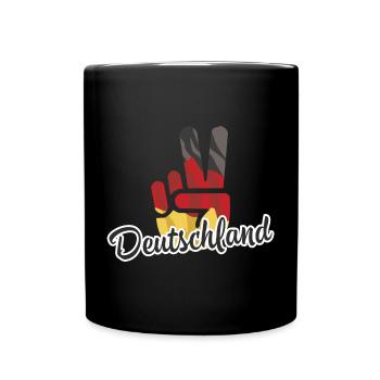 Victory Sieg Hand Deutschland - Tasse einfarbig - Schwarz - Vorne