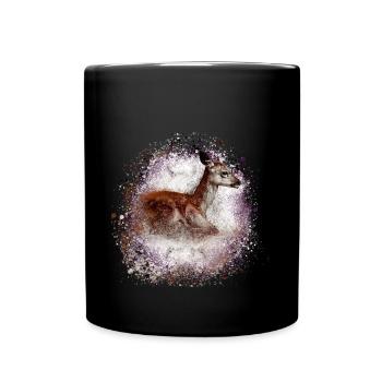 deer ,brown,wild,fawn,graffiti,bambi,fawn,foal - Full Colour Mug - black - Front
