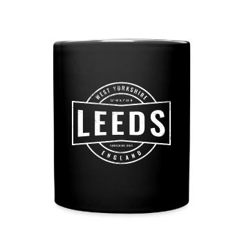 Leeds England Stamp Design - Full Colour Mug - black - Front