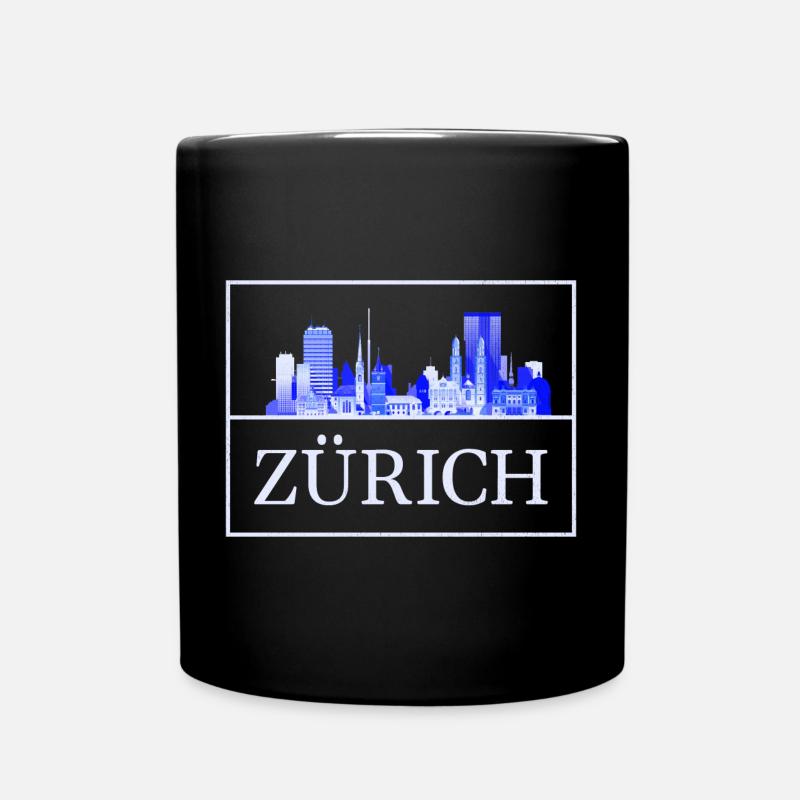 Zürich Skyline Blau Silhouette - Tasse einfarbig - Schwarz