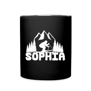 Skier First name Sophia Name Winter sports - Full Colour Mug - black - Front
