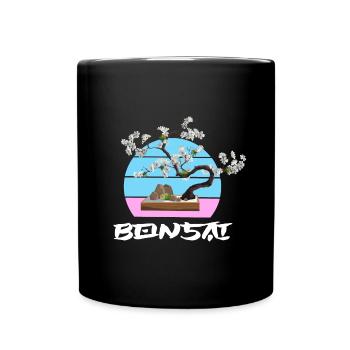 BONSAI tree Yamadori Nebari Japanese cherry blossom - Full Colour Mug - black - Front
