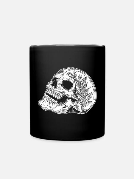 Schädel Skull Horror Skelett Halloween Metall - Tasse einfarbig - Schwarz