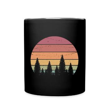 Retro Forest Mountains Randonnée Aventure en plein air - Mug uni - noir - Devant