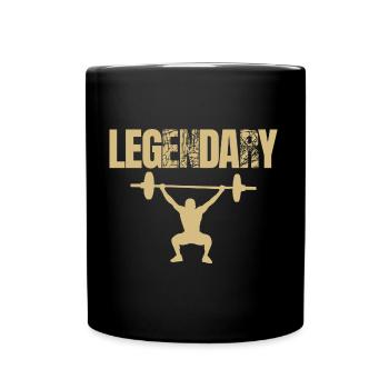 Bodybuilder Leg Day Barbell Strength Training - Full Colour Mug - black - Front
