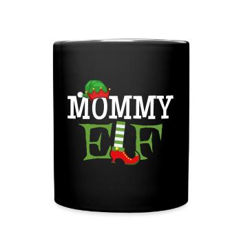 Mommy Elf - Schriftzug - Tasse einfarbig - Schwarz - Vorne