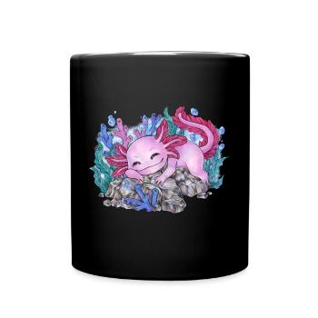 Niedlich Schlafendes Axolotl Unterwasser Geschenk - Tasse einfarbig - Schwarz - Vorne