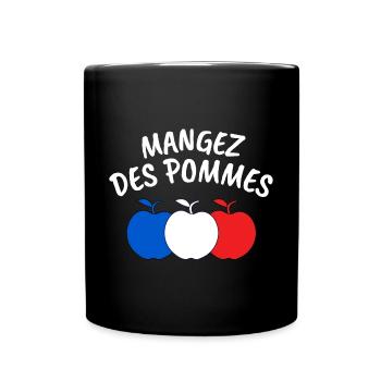 mangez des pommes, pomme - Mug uni - noir - Devant