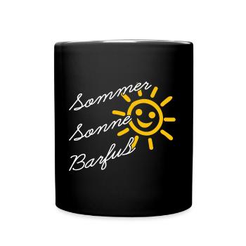 Sommer Sonne Barfuss am Strand Urlaub Ferien - Tasse einfarbig - Schwarz - Vorne