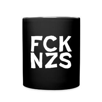 FCK NZS Antifa Text Design FCKNZS - Full Colour Mug - black - Front