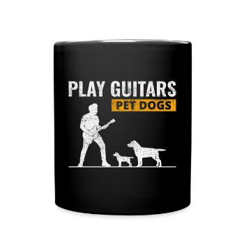 Spielen Gitarren Pet Dogs Musik Musiker Bassist Funny - Tasse einfarbig - Schwarz - Vorne