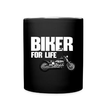 Biker For Life - Tasse einfarbig - Schwarz - Vorne