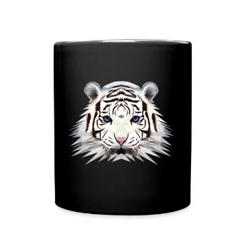 Polygon Design White Tiger Weißer Tiger Snowtiger - Tasse einfarbig - Schwarz - Vorne