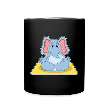 Elephant Yoga Fitness Gymnastics - Full Colour Mug - black - Front