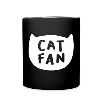 Katze Cat Fan Tierliebe Kopf Tiere Haustiere - Tasse einfarbig - Schwarz - Vorne