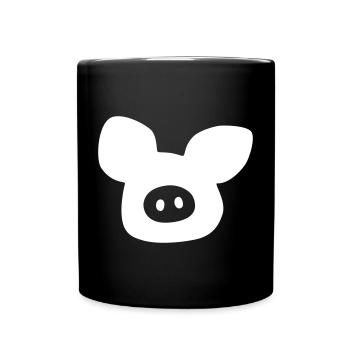 Pig Head Vector Farm Happiness Animal Love - Full Colour Mug - black - Front