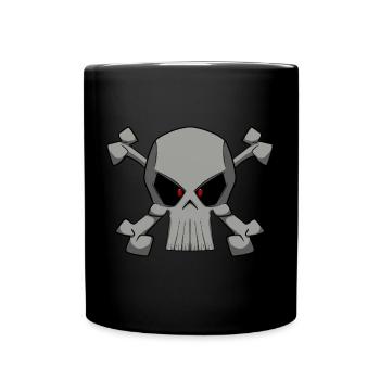 Cooler Totenkopf im Piratenflaggen Stil Shirt - Tasse einfarbig - Schwarz - Vorne