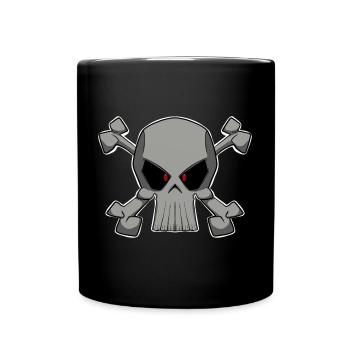 Cooler Totenkopf im Piratenflaggen Stil Shirt - Tasse einfarbig - Schwarz - Vorne