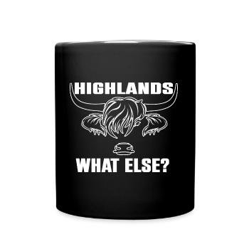 Highlands was sonst - robuste Highland Rinder - Tasse einfarbig - Schwarz - Vorne