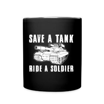 Tank Soldier- Panzer Tshirt- Soldat Geschenk - Tasse einfarbig - Schwarz - Vorne