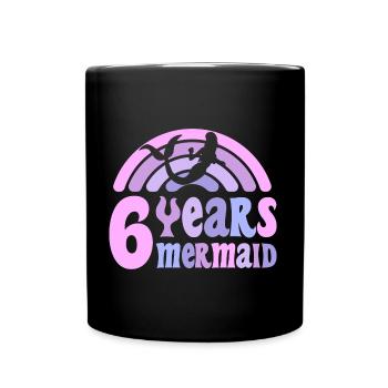 6 Anniversaire Fille 6 ans Sirène - Mug uni - noir - Devant