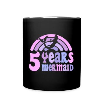 5 Birthday Girl 5 Years Mermaid - Full Colour Mug - black - Front