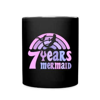7 Birthday Girl 7 Years Mermaid - Full Colour Mug - black - Front