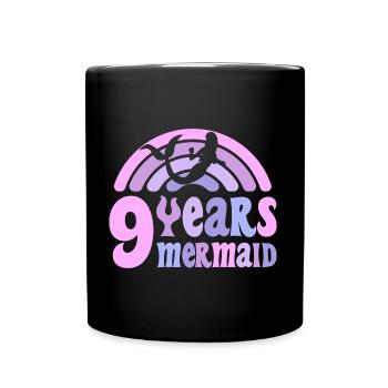 9 Anniversaire Fille 9 ans Sirène - Mug uni - noir - Devant