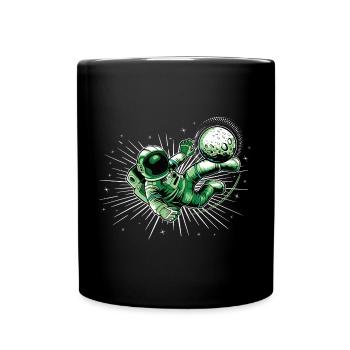 Fußball Astronaut - Tasse einfarbig - Schwarz - Vorne