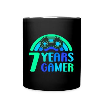 7th Birthday Boy 7 Years Controller Gaming - Full Colour Mug - black - Front