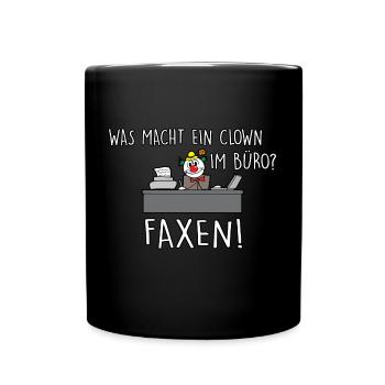 Clown im Büro - Tasse einfarbig - Schwarz - Vorne