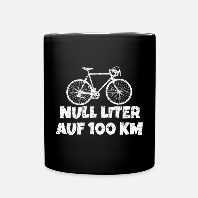 Null Liter auf 100 KM mit Rennrad (Vintage Weiß) - Tasse einfarbig - Schwarz