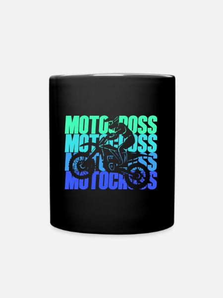 Motorrad Dirtbike Biker Kinder Jungen Motocross - Tasse einfarbig - Schwarz