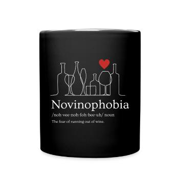 Novinophobia - Fear of running out of wine - Funny - Full Colour Mug - black - Front